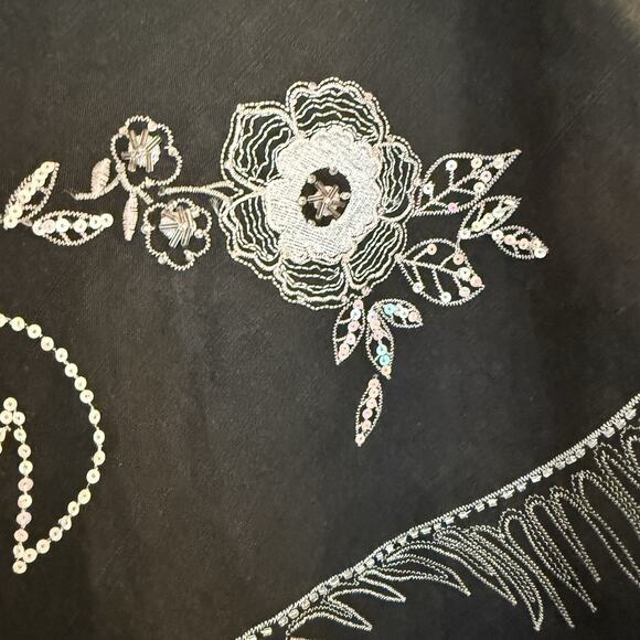 VTG Anne Carson Skirt Sz 10 Silk Linen Embroidered Sequins Festival Fairygrunge - Picture 5 of 15